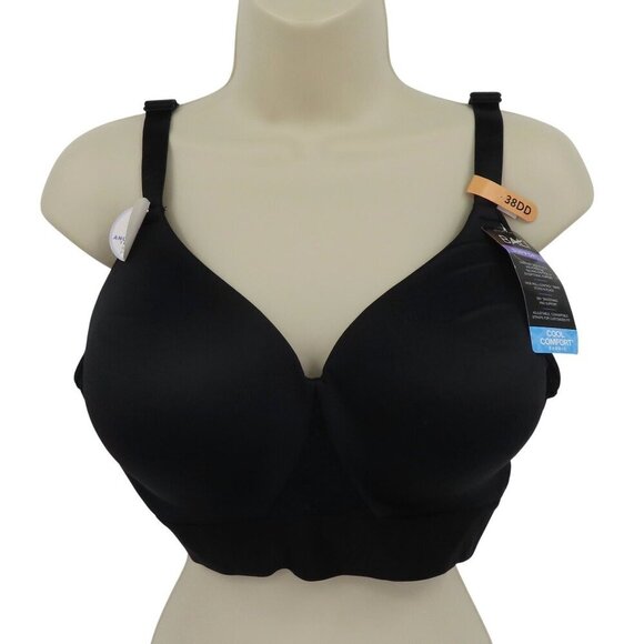 Bali 38DD Bra Style DF3458 One Smooth U Bounce Control Wirefree Solid Black NEW - Picture 1 of 12